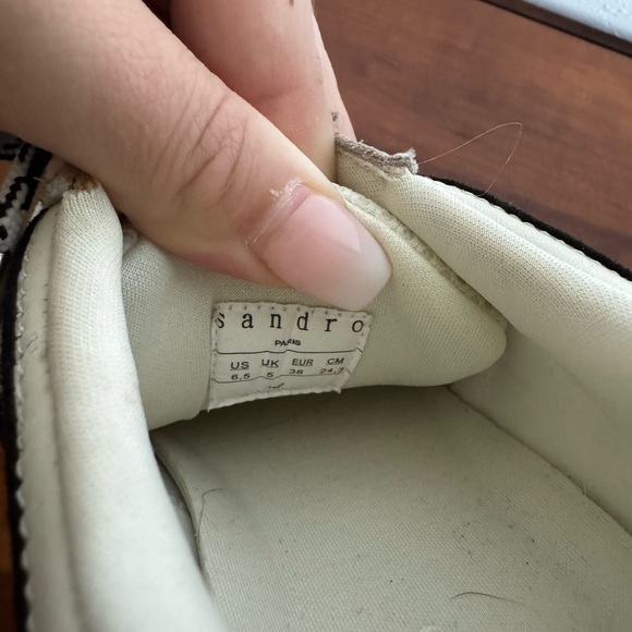 Sandro Cream Gray Yellow Snakeskin Flame Trainer Sneaker Womens 6.5 Fashion - Picture 5 of 8